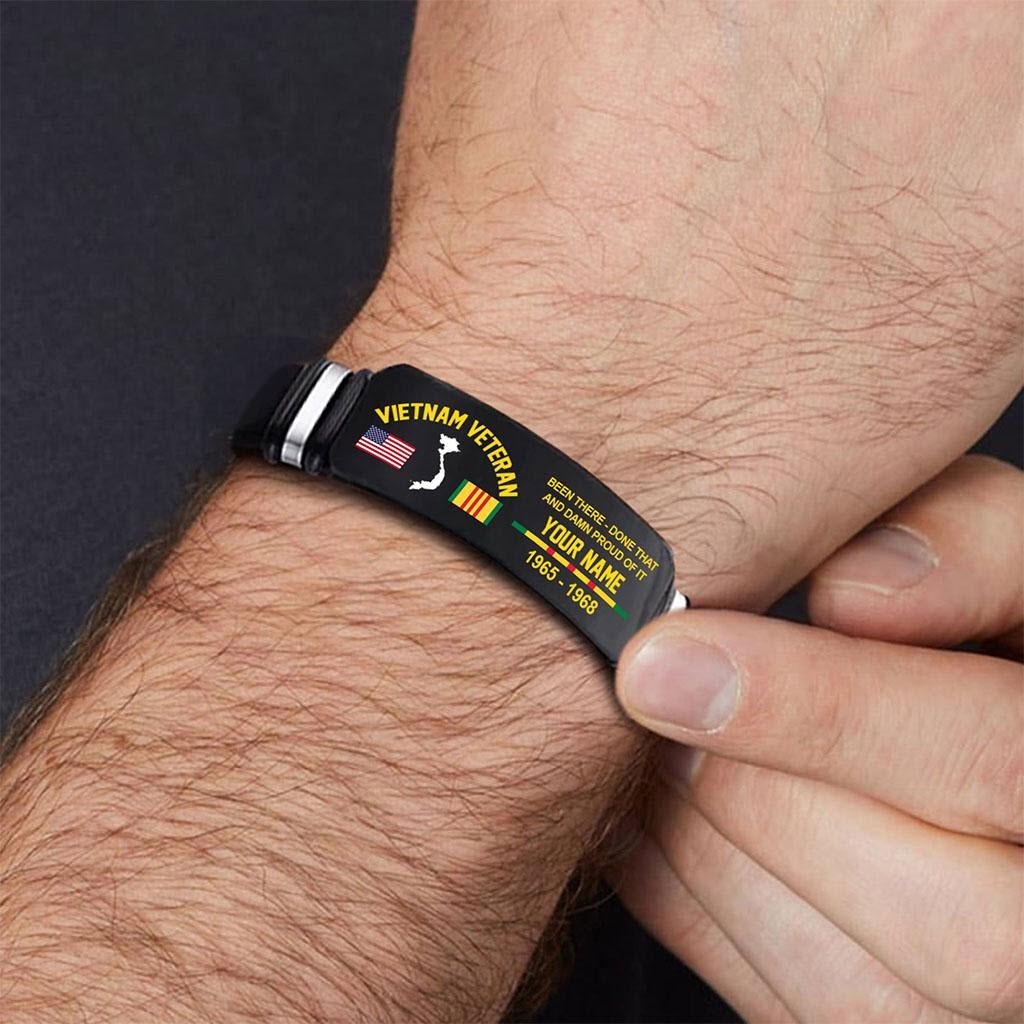 Personalized Vietnam Veteran Men Bracelet Been There Done That Proud Gift for Da