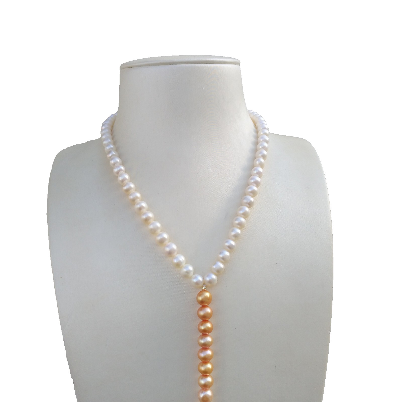 17in Real AAA + south sea White Pearl Necklace Golden Pearl Pendant 14k Golg P
