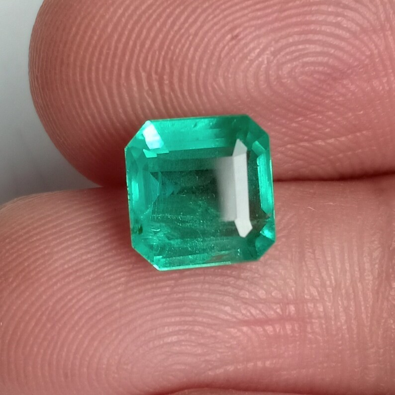 CERTIFIED ZAMBIAN GREEN EMERALD ASSCHER CUT UNHEATED UNTREATED GEMSTONE 2.43 CT