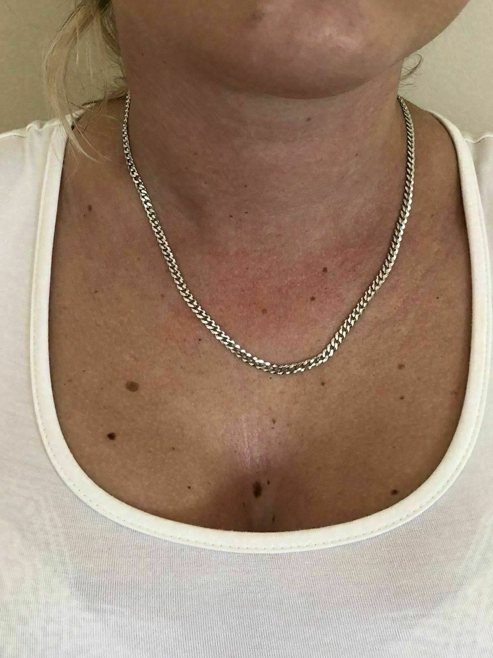 Ladies 18” Solid 925 Silver 4mm Flat Cuban Chain MADE IN ITALY Amazing Quality