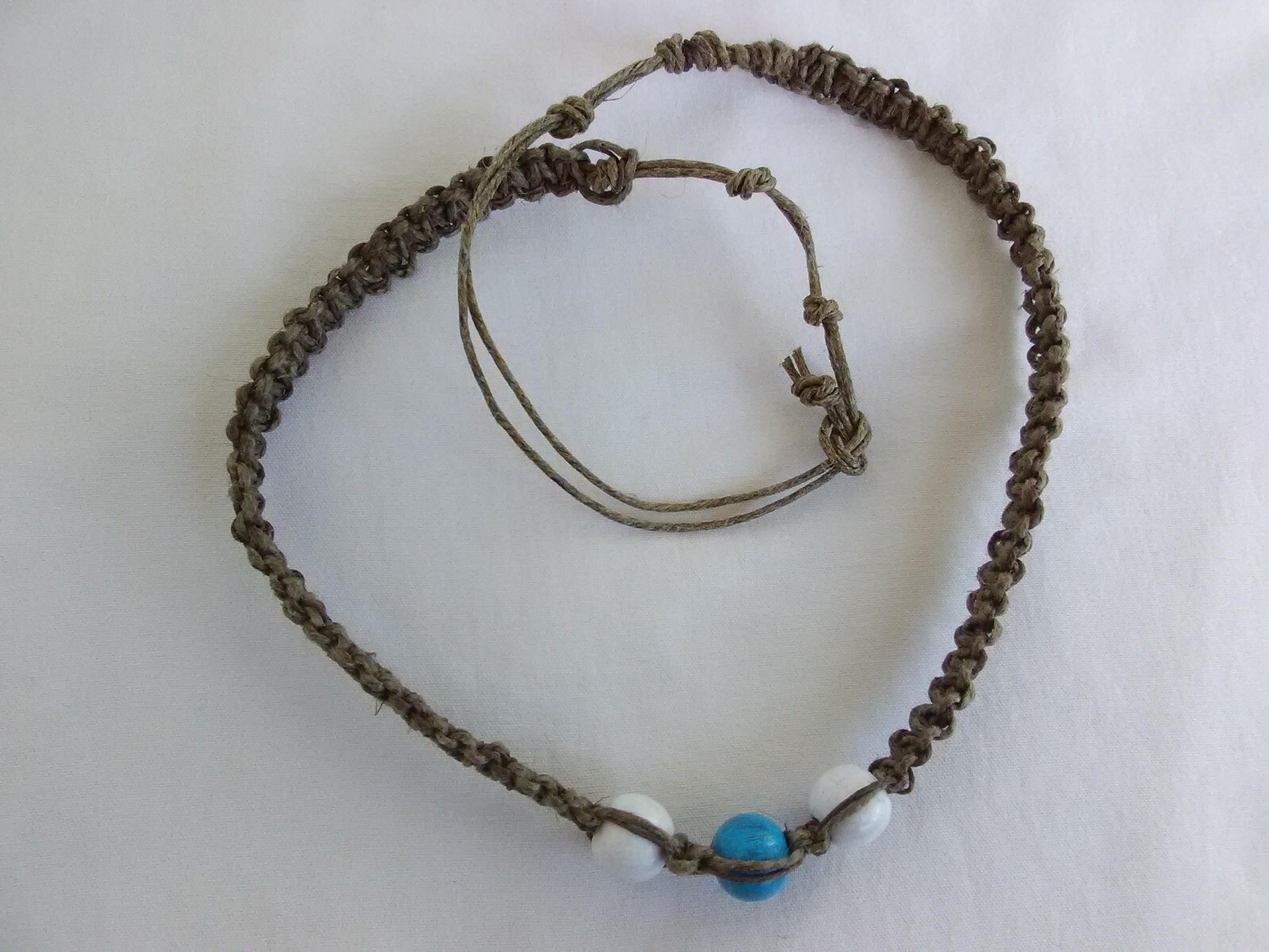 HEMP SURFER Hippie Beaded NECKLACE 24″ Unisex Macrame US Gift Seller New