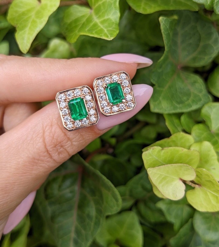 14k Gold Emerald Earrings Natural Zambian Emerald Earrings 14k Solid Gold
