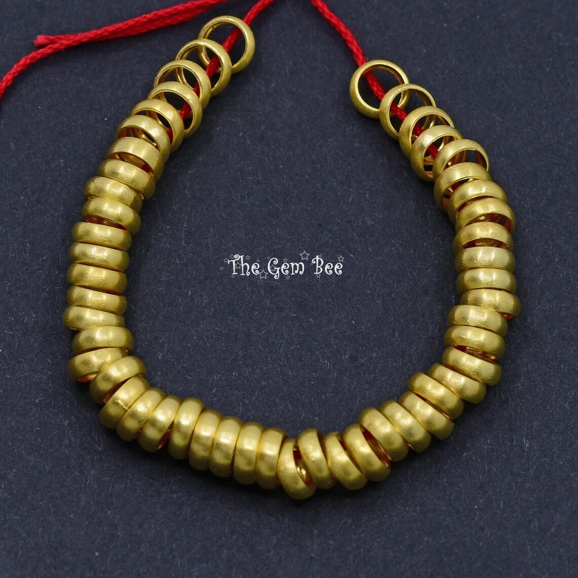 6mm or 5.2mm 18k Yellow Gold Matte Loop Spacer Ring Bead 4.5mm 3.5mm holes