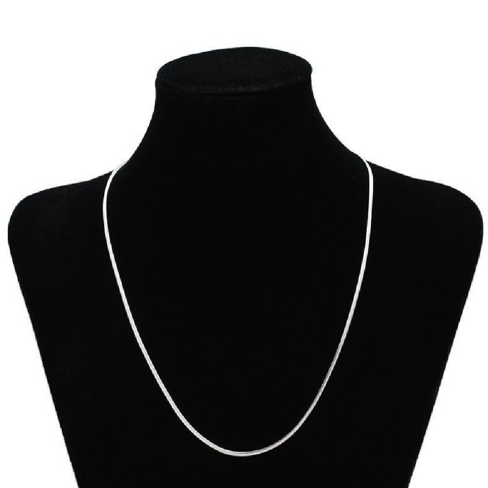 Solid 18K White Gold Filled TARNISH-FREE 2mm Thin Flat Snake Chain Necklace G764