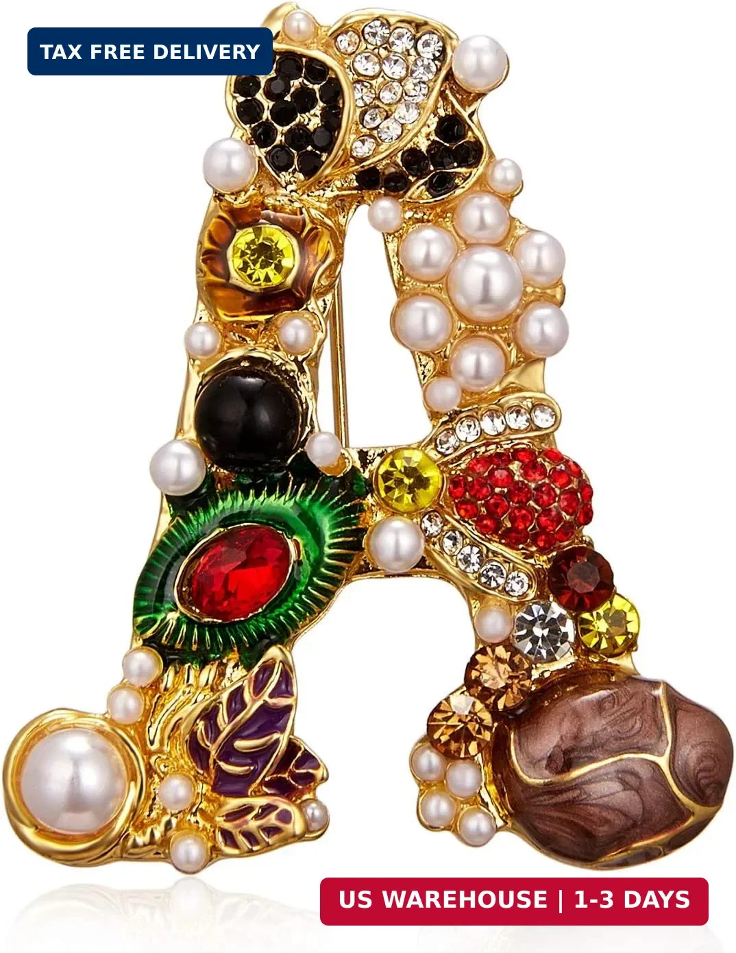 Initial Brooch Pins A-Z 26 Letters Brooches For Women Colorful Enamel Alphabet P