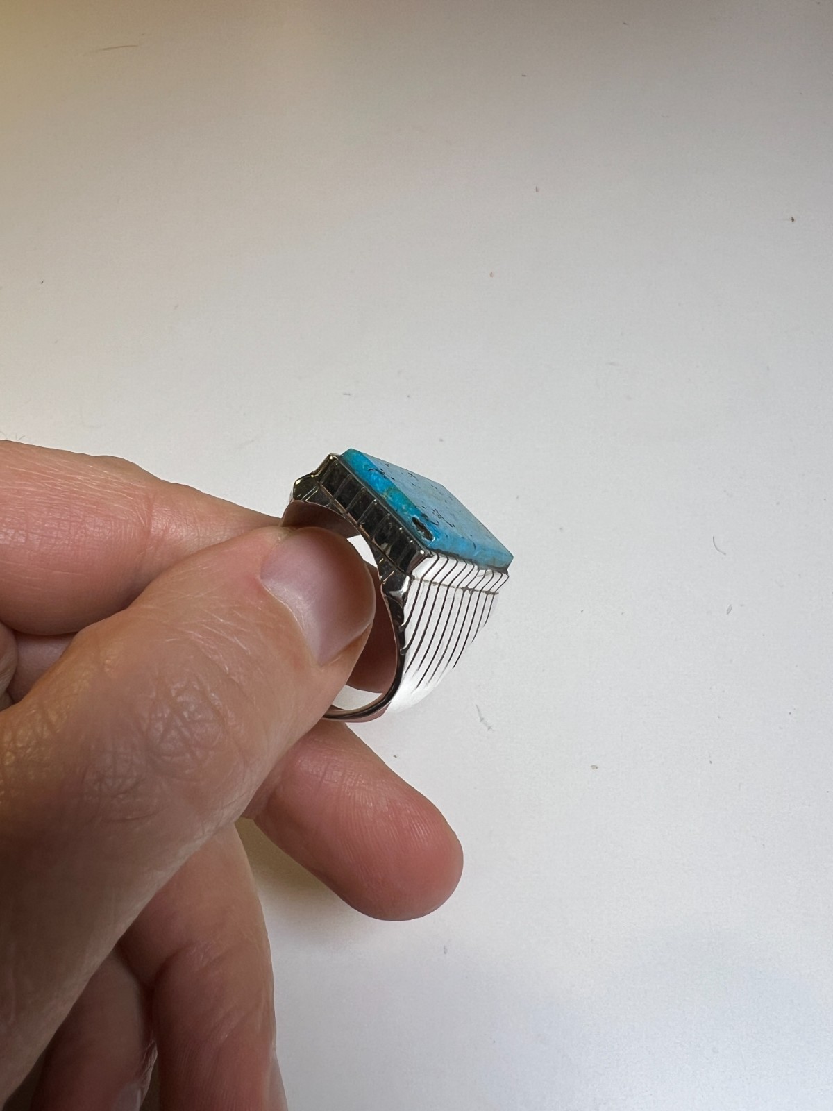 Mens Ring Sterling Silver Turquoise Navajo Trevor Jack Size 12.25 Southwestern