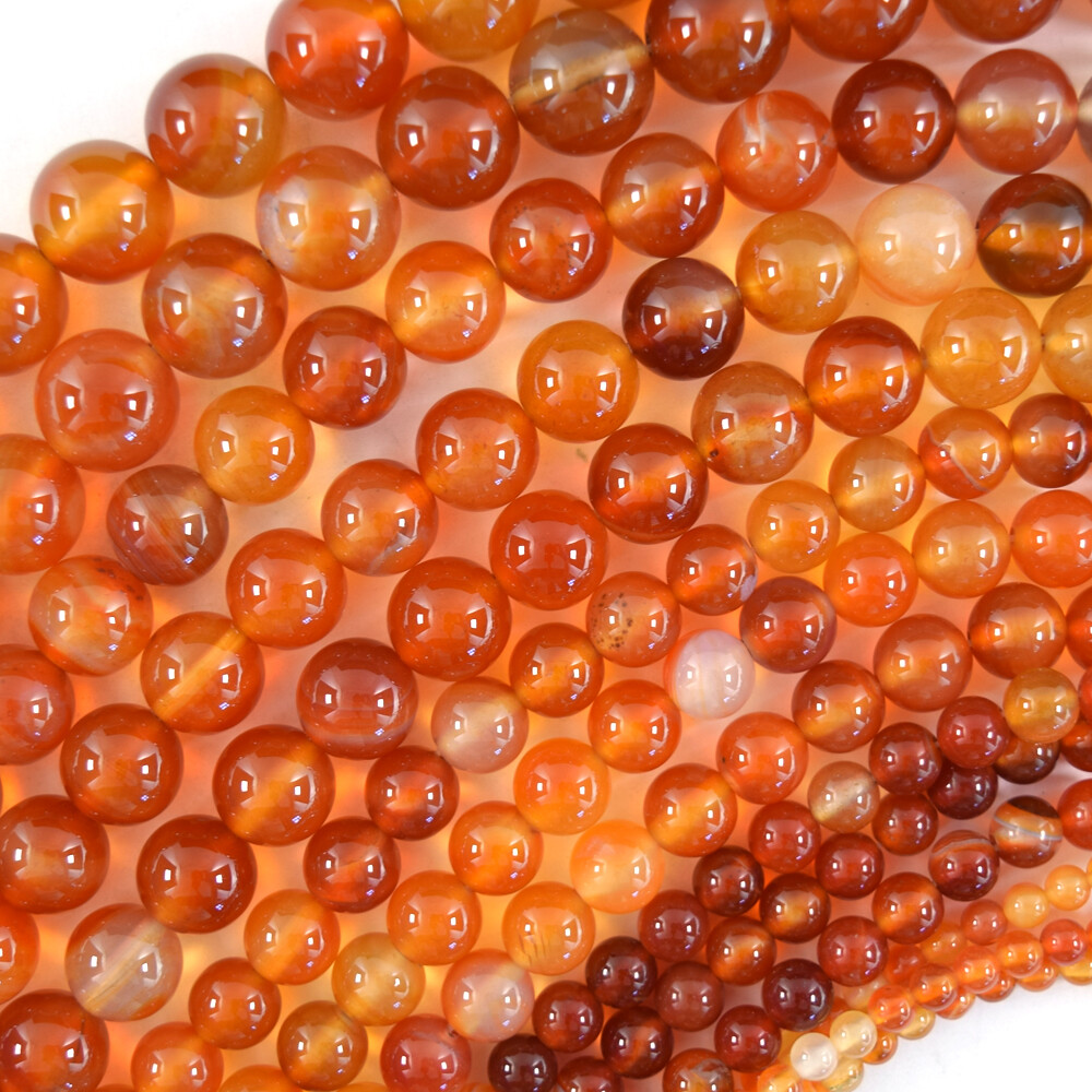 Natural Carnelian Round Beads Gemstone 15″ Strand 4mm 6mm 8mm 10mm 12mm S1