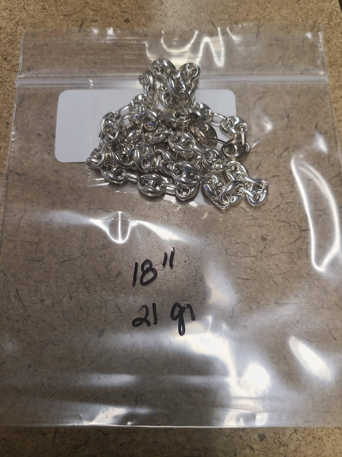 18″ Sterling Silver Puffed Anchor Mariner Necklace 21 grams