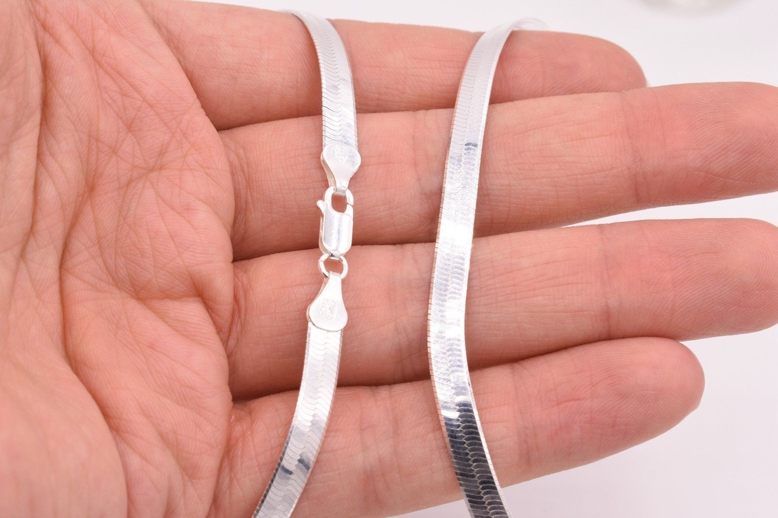 5mm Flexible Herringbone Chain Necklace Real Solid Sterling Silver 925 Italy