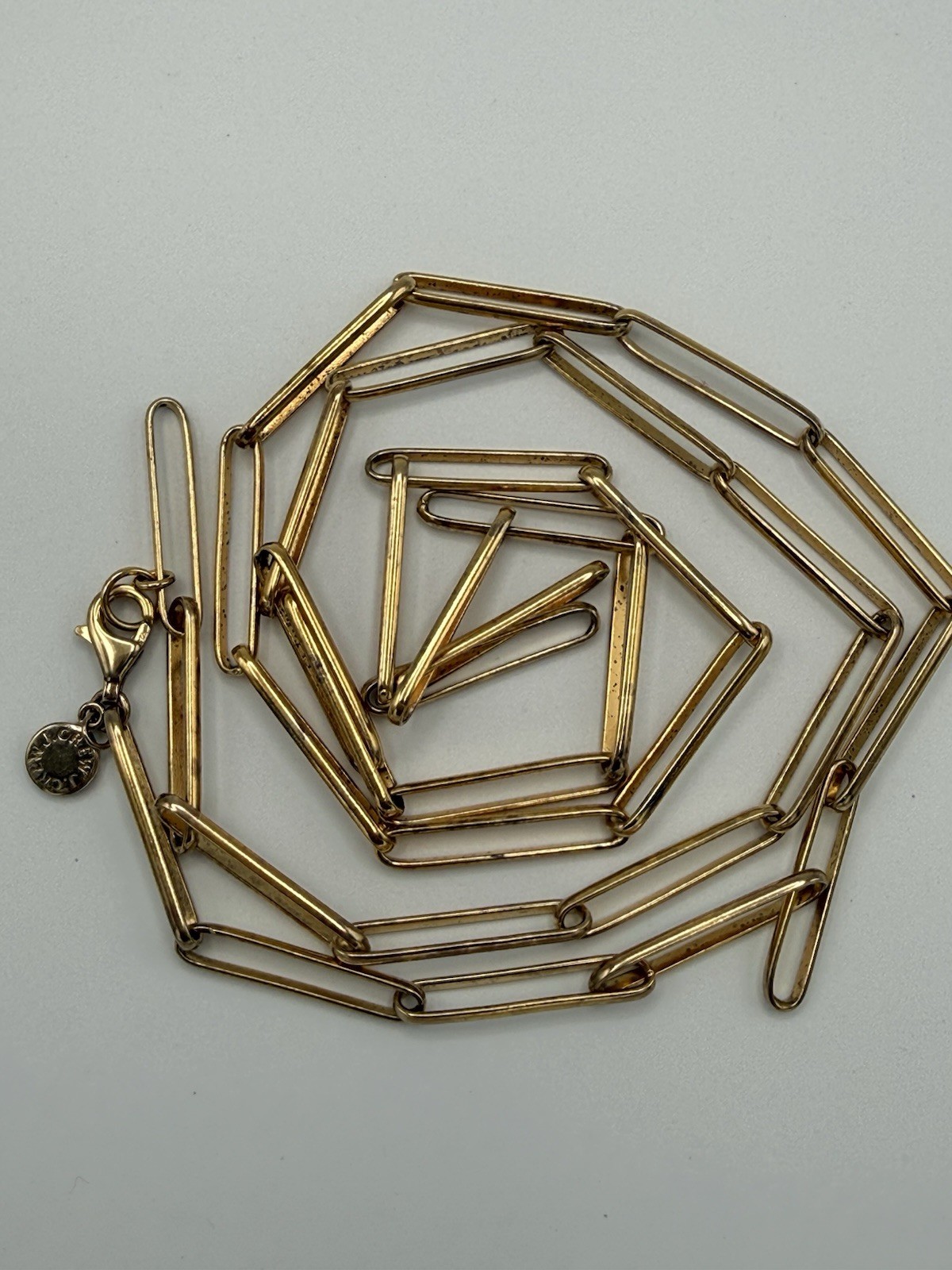 J. Crew 925 Sterling Silver 14K Gold Plated Paperclip Necklace 30”