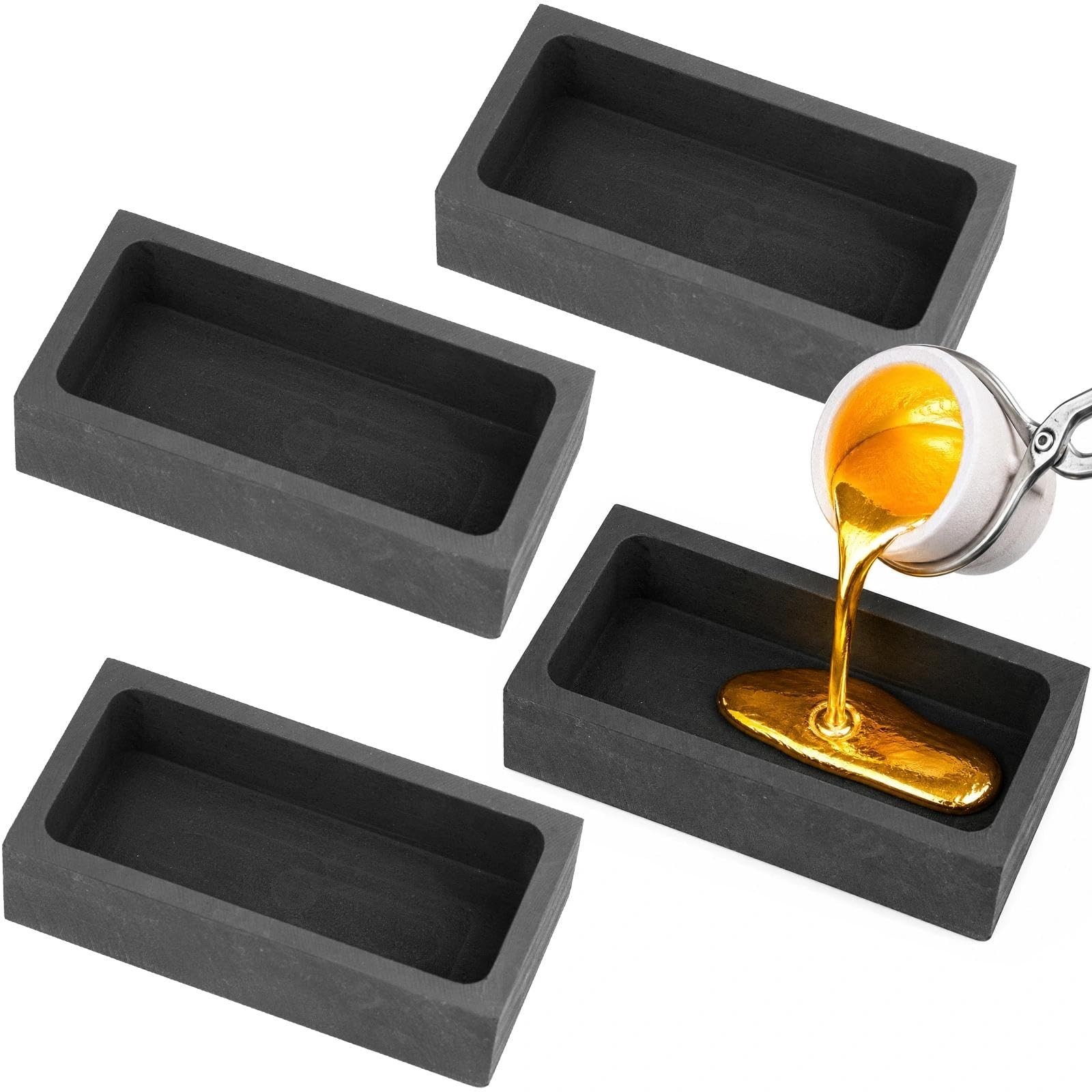 4 PCS High-Purity Graphite Molds for Metal Casting | Heat Resistant Up to 1800℃/