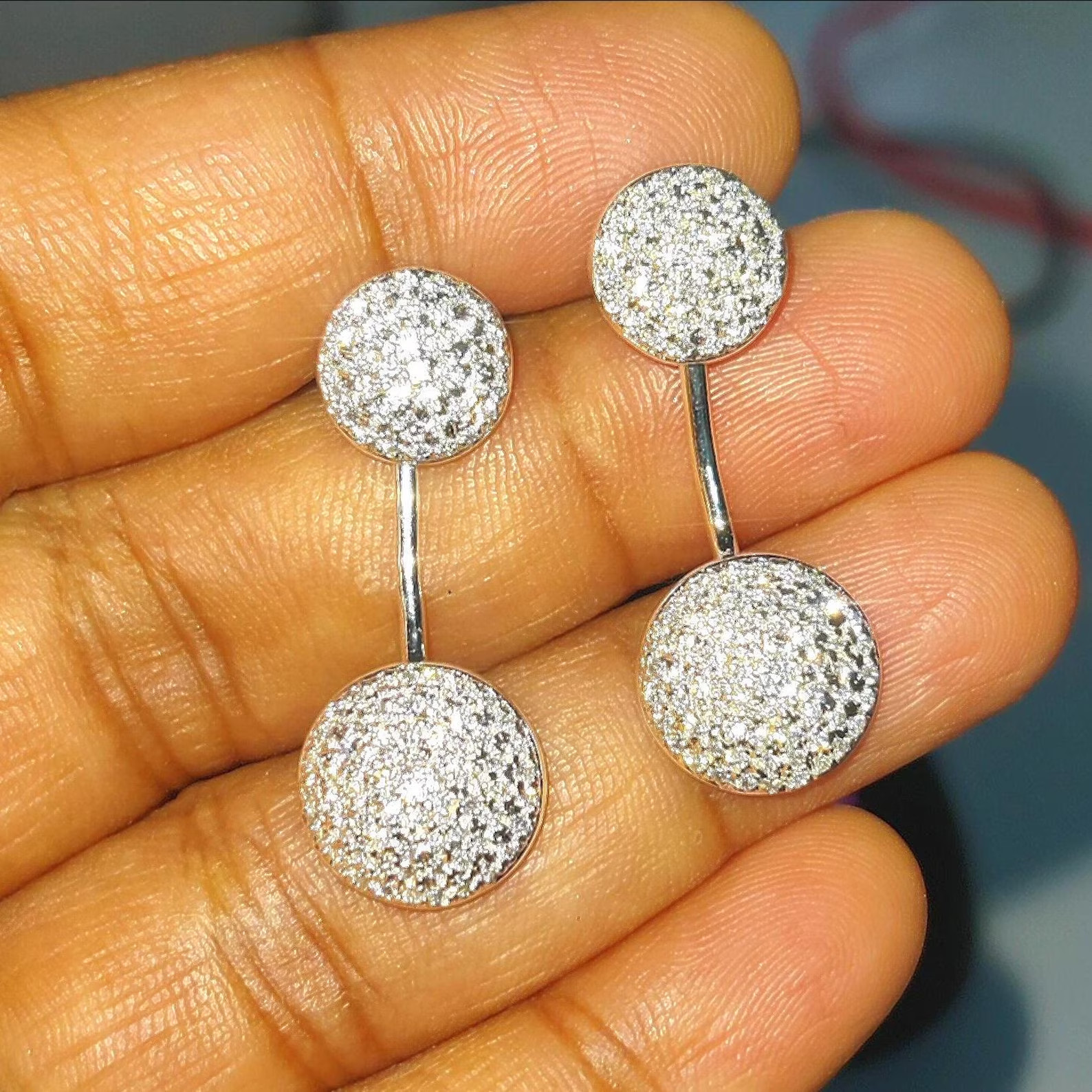 2Ct Round Cut Simulated Diamond Drop Hoop Earrings 925 White Sterling Silver