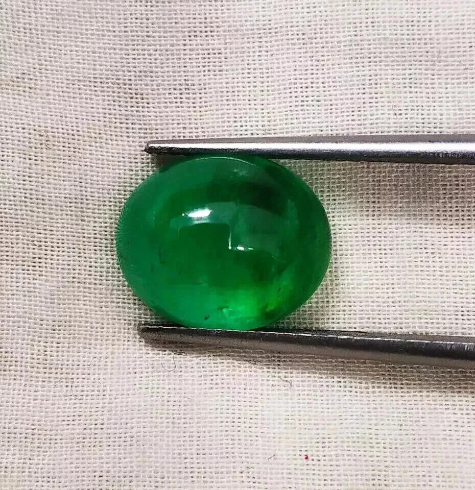 Natural Zambia Emerald 9.85 CT+ Untreated Oval Cabochon Certified Loose Gemstone
