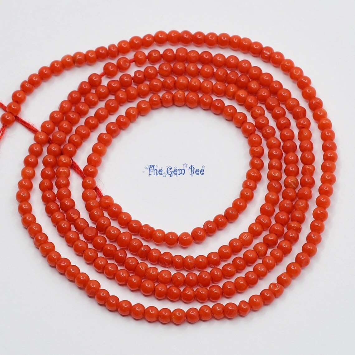 2mm AA Top Italian Sardinia Undyed Salmon Orange Red Seed Coral Round Bead 20″