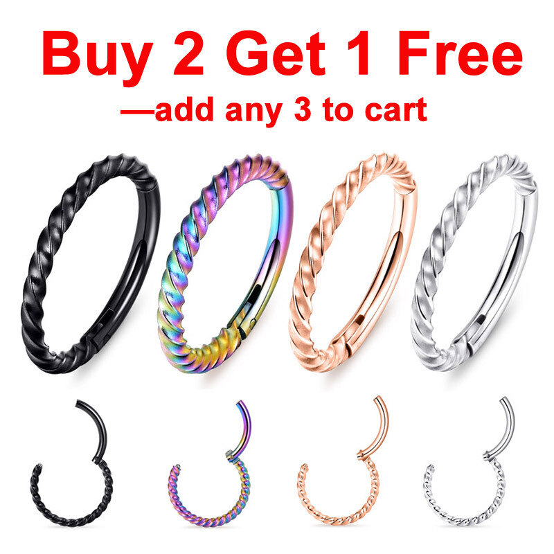 1Pc Hinged Segment Ring Hoop Nose Septum Clicker Helix Tragus Cartilage Earring