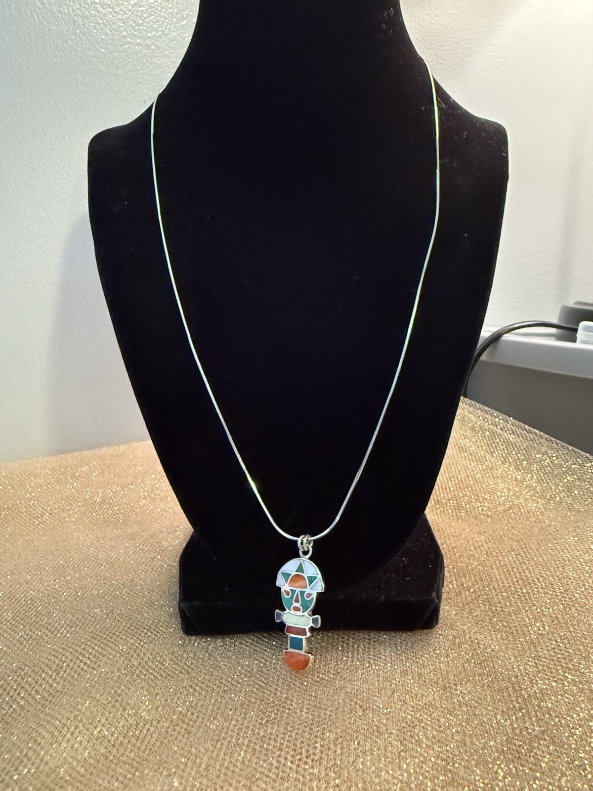 Peruvian Artistry Multi Gemstone Rainbow Legato Tumi Pend. Necklace Ster. Silv.