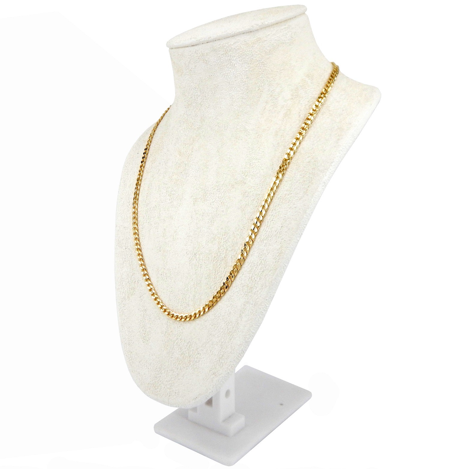 Men’s Concave Cuban link Chain 4mm 20″ 22″ 24″ 26″ inch Necklace 14k Gold Plated
