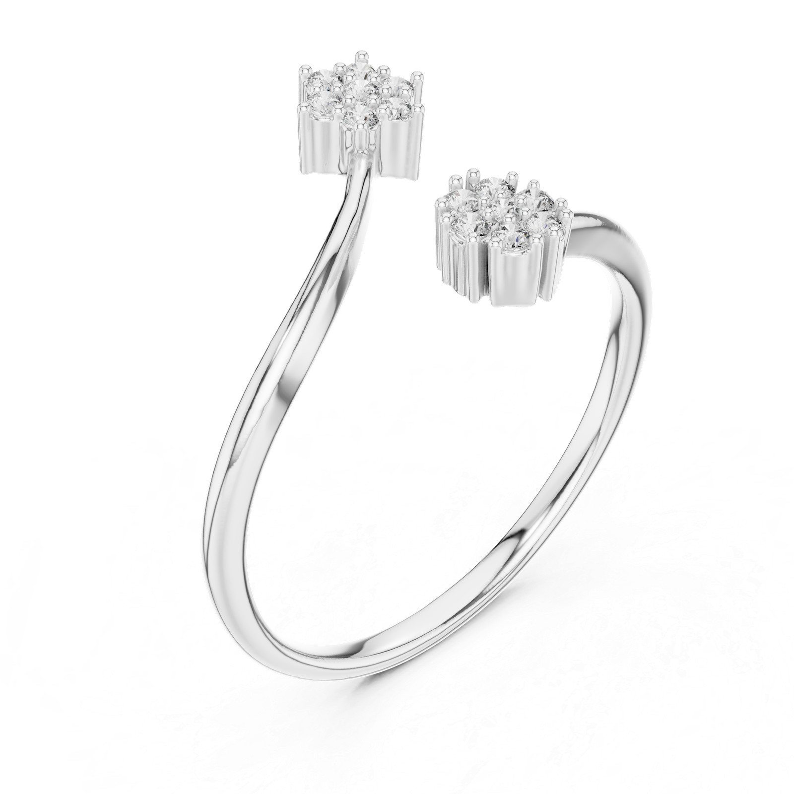 Natural Certfied 14 Pc VVS1 Diamond Anniversary Petite Twist Ring 14k Gold Over
