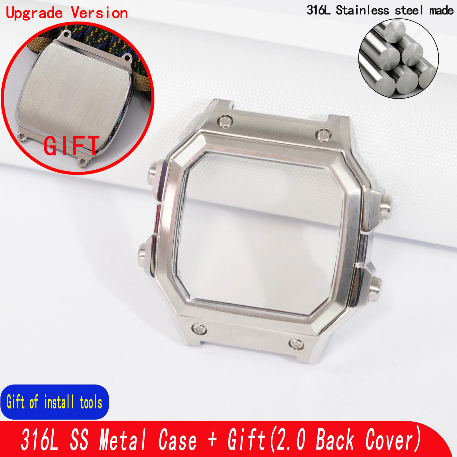 Replacement Watch Case for AE1200 AE1300 316L Steel Mod Kit Compatible with 3299