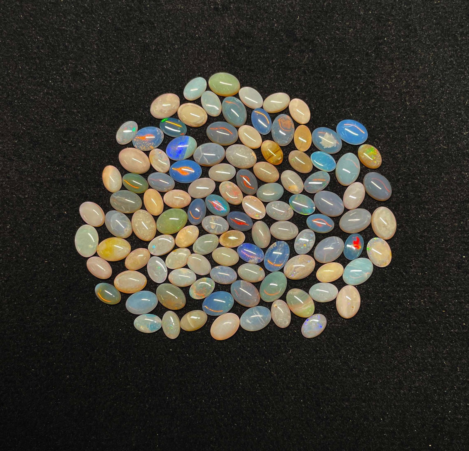 Natural Australian Opal Oval Cabochon Loose Gemstone Lot 30 Pcs 4*6-5*7 MM 10 CT
