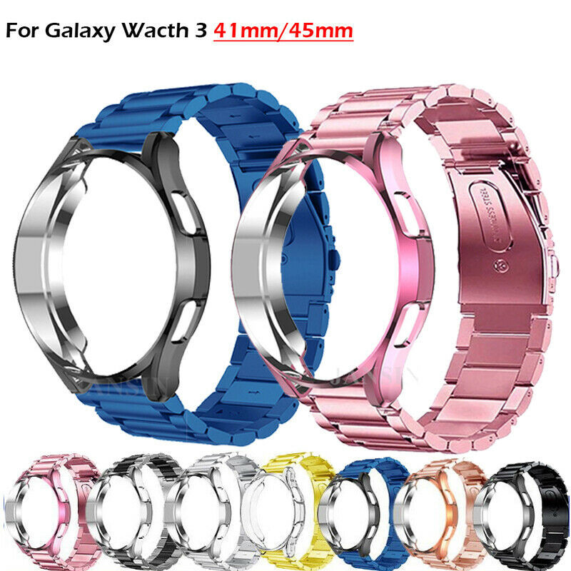Stainless Steel Watch Band Strap+Case For Samsung Galaxy Watch 3 41mm / 45mm