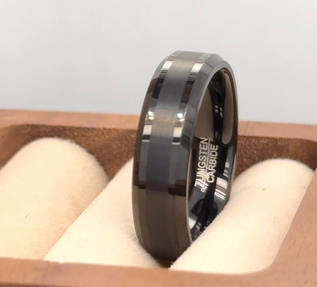 Engraved Couple Ring Promise Ring for Her Black Tungsten Anniversary Band