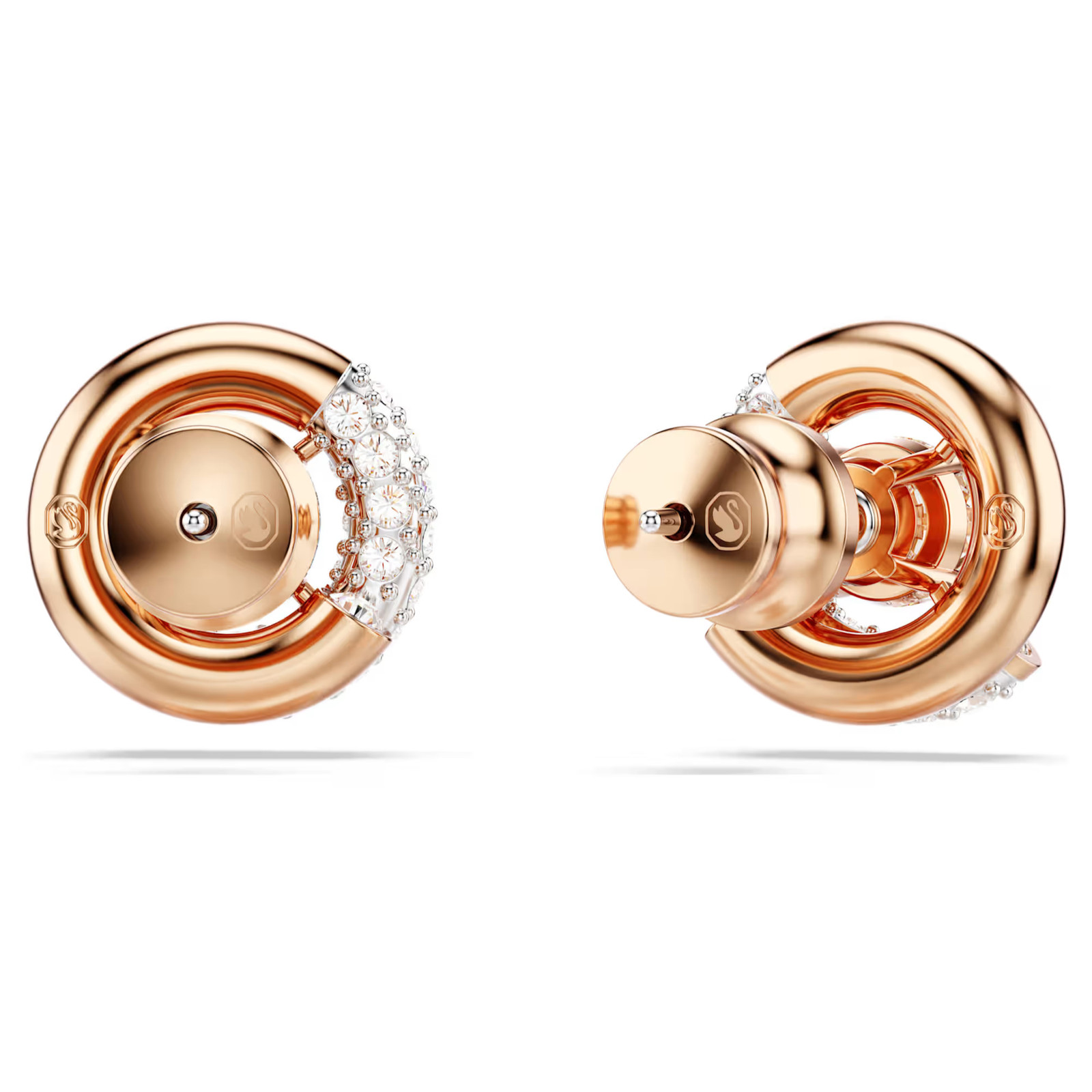 Dextera White Rose Gold Tone Plated Stud Earrings Round Cut New