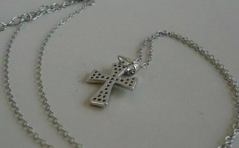 0.70Ct Round Cut VVS1/D Diamond Cross Pendant 14K White Gold Finish Free Chain
