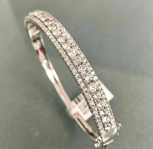 7Ct Round Cut Lab Created Diamond Women’s Bangle Bracelet 14K White Gold Plated