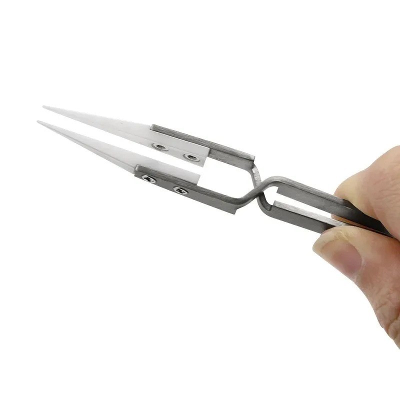 3pcs Ceramic Tip Soldering Tweezers Anti-Static Precision Electronic Tool Set