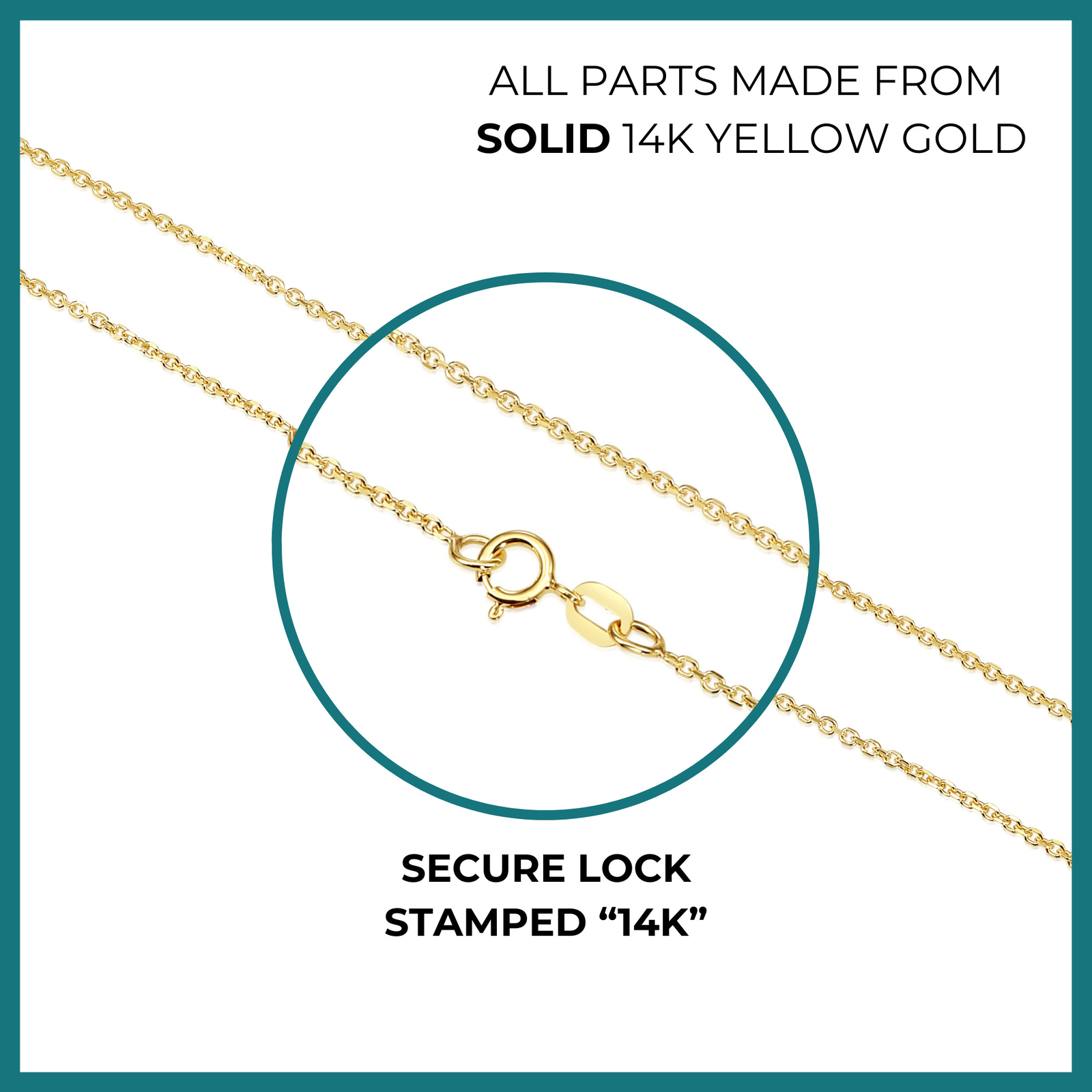 14K Real Solid Gold Diamond-Cut 0.9mm Thin Dainty Cable Chain Necklace 16″-20″