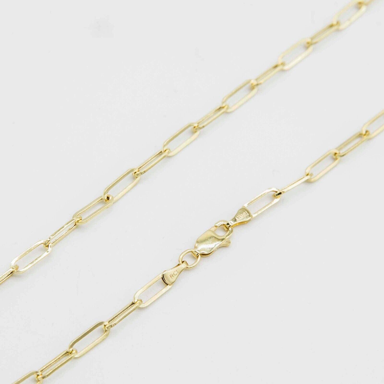 3.5mm Paperclip Link Chain Necklace 10K Real Yellow Gold All Sizes