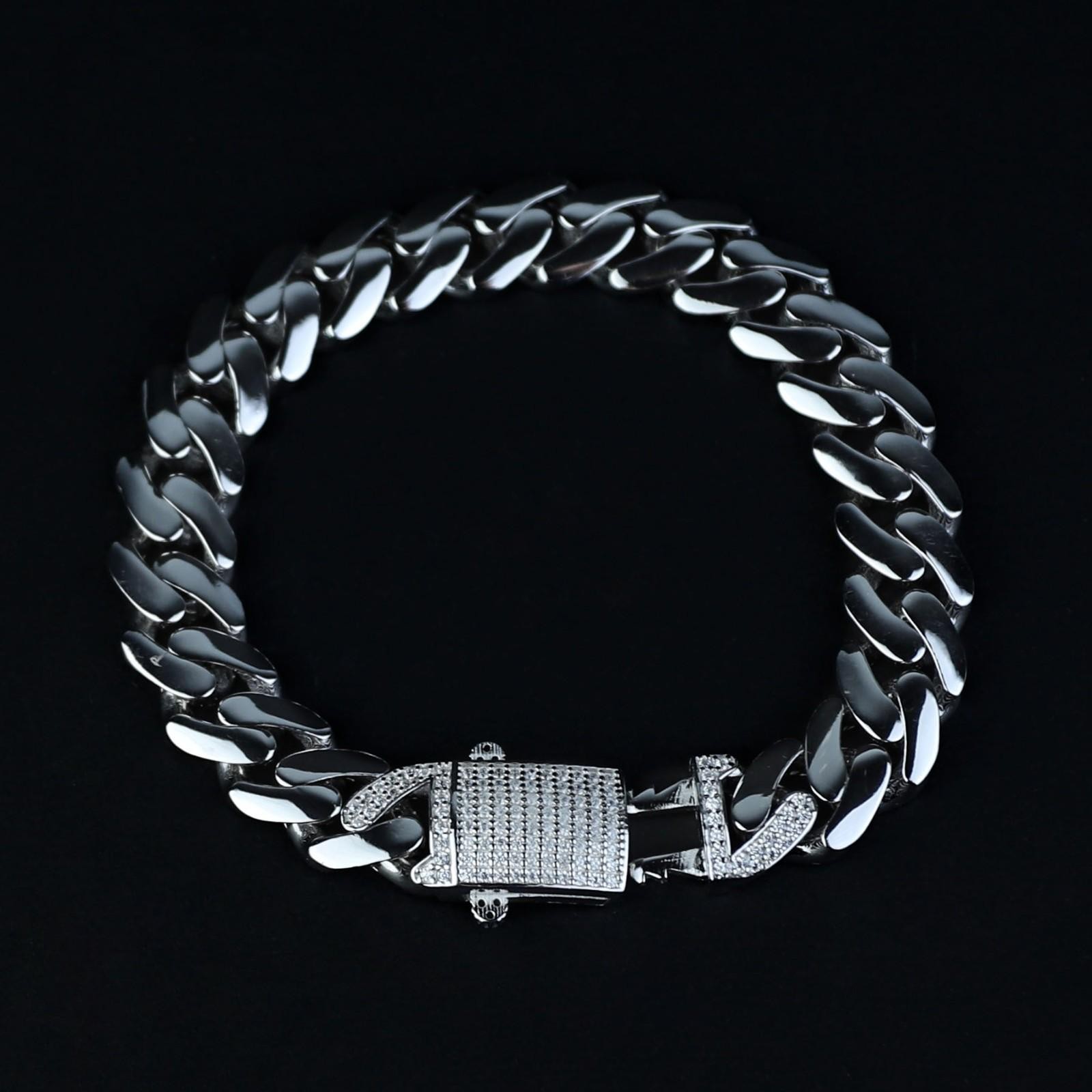 925 Silver Cuban Links Chain 10MM Moissanite Cuban Link Bracelet