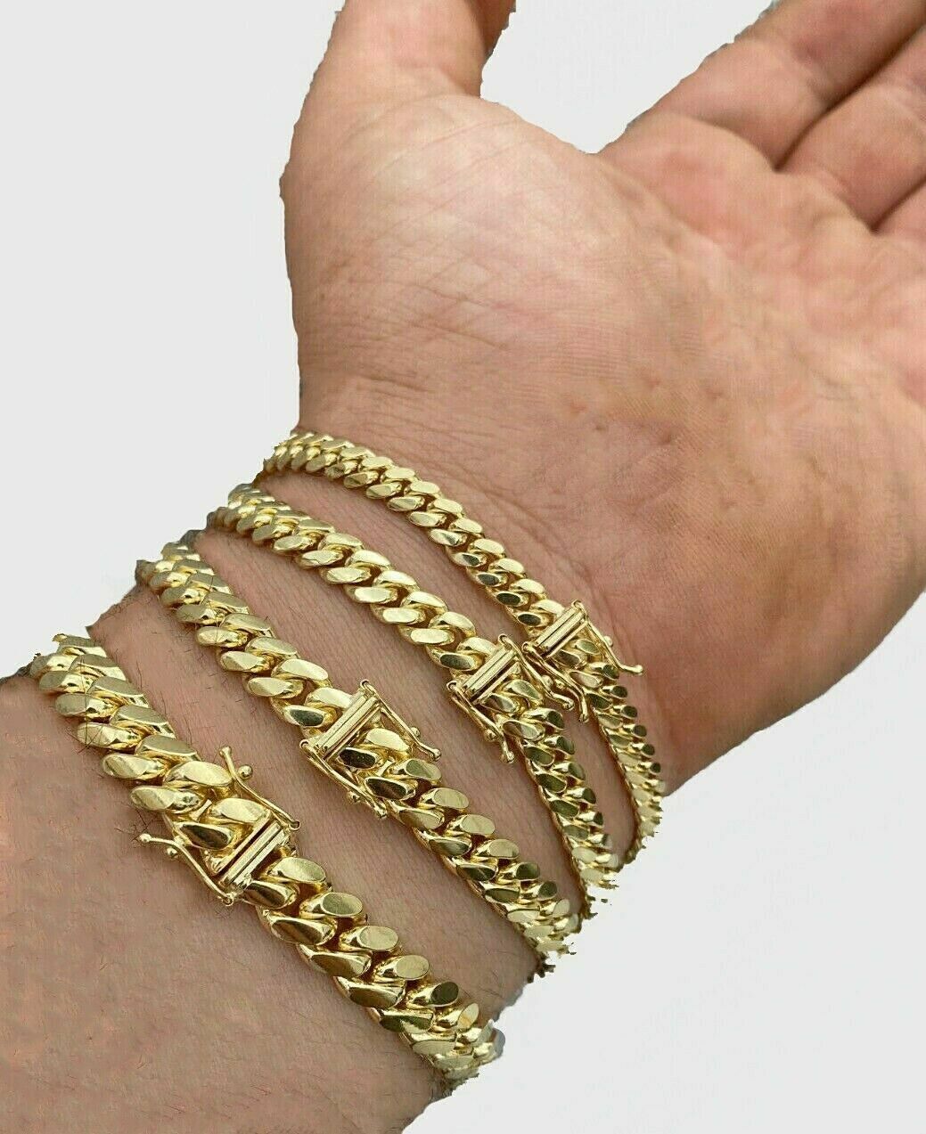 Real 10k Solid Gold Cuban Link Necklace 7mm Box Clasp Men 20 22 24 26 28 30 Inch