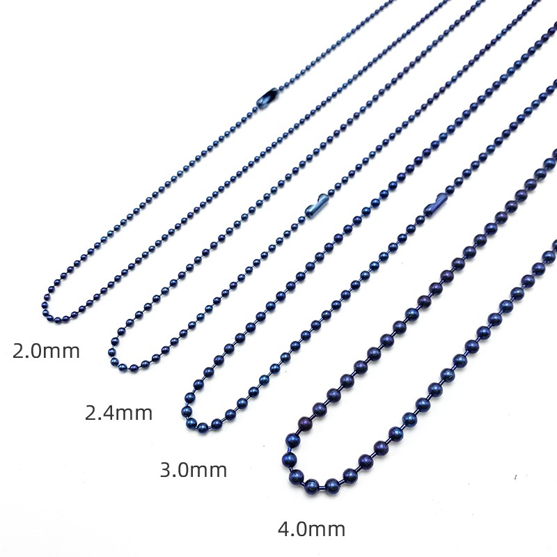 2mm 2.4mm 3mm 4mm Titanium Ball Beads Chain Necklace Anti-allergy 25.6” Unisex