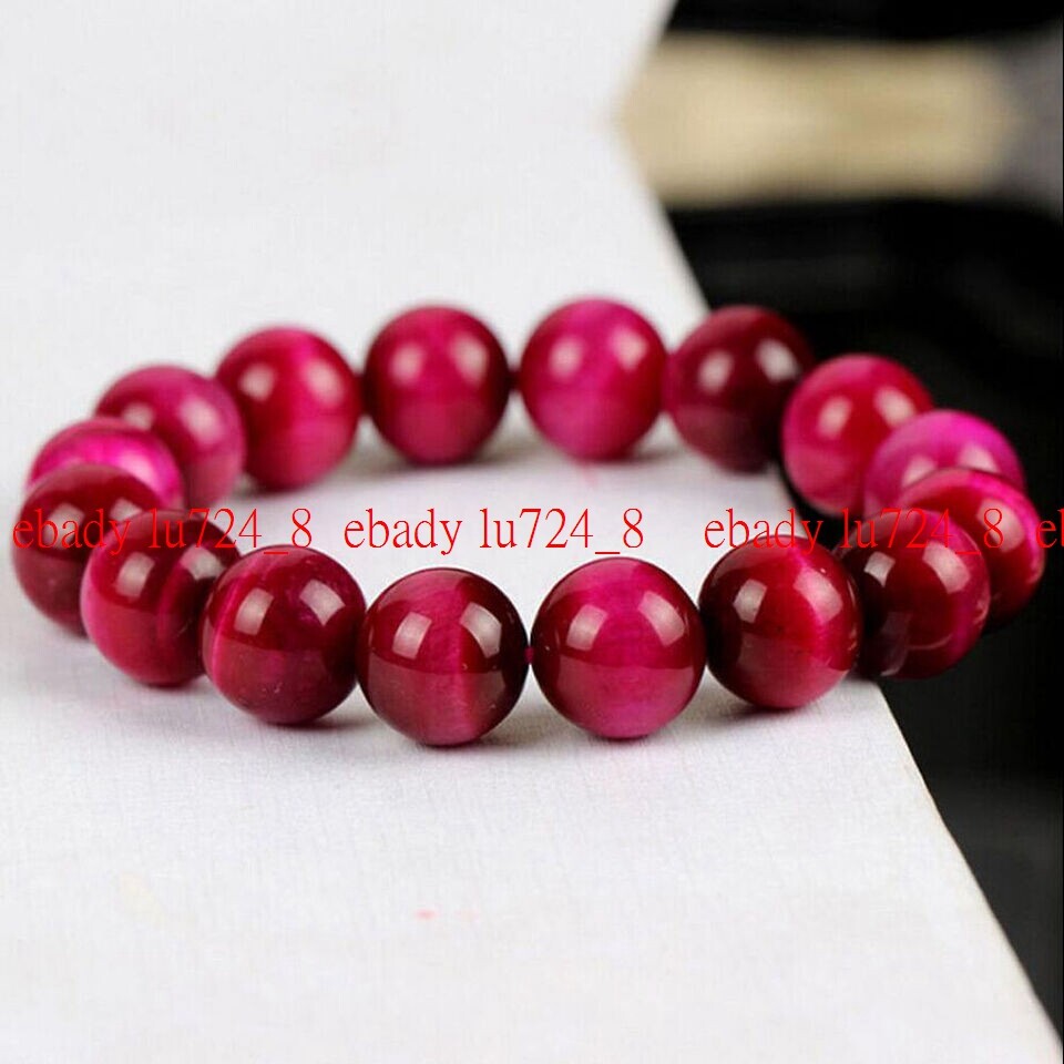 6/8/10/12/14mm Multicolor Tigers Eye Gemstone Round Beads Elastic Bracelet 7.5″
