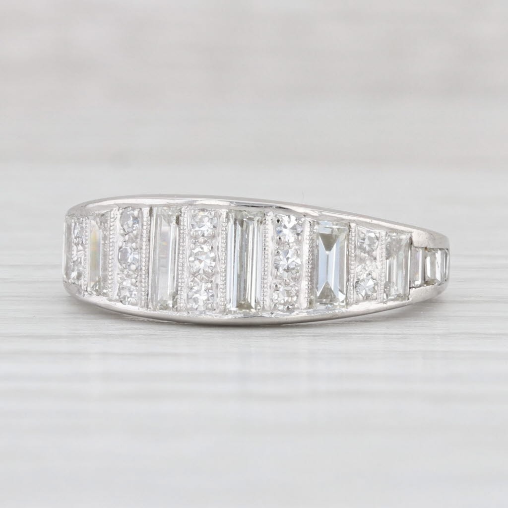 Art Deco 1.35ctw Diamond Ring 900 Platinum Size 6.25 Wedding Anniversary Band