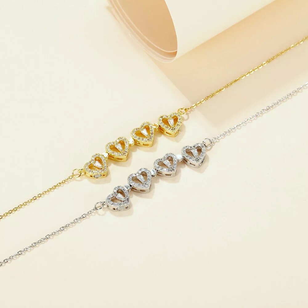 Four Leaf Clover Magnetic Folding Heart Pendant Necklace