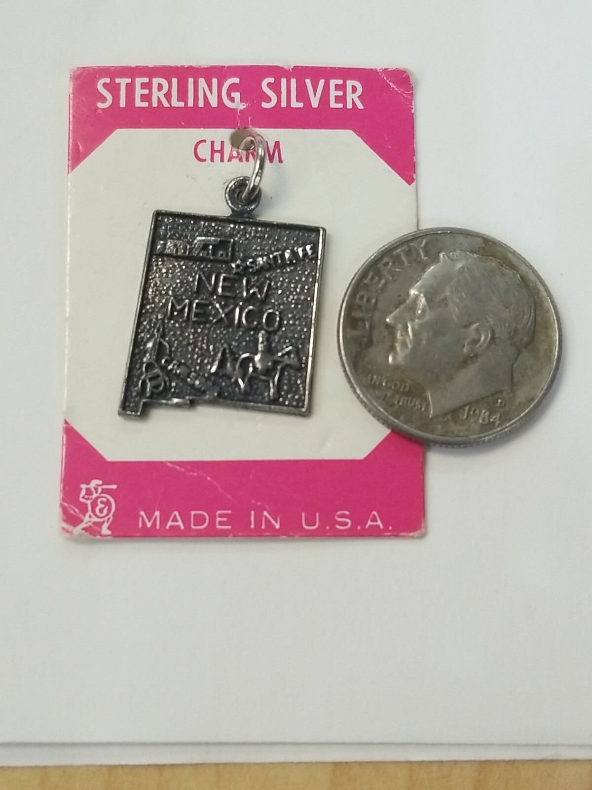 Vintage Sterling Silver State Map Charm, SELECT From 16 different States NOS