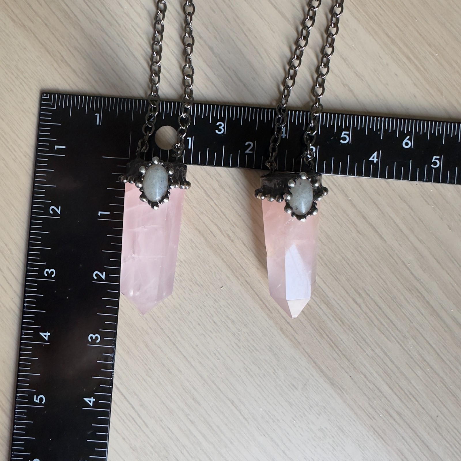 Rose Quart with Labradorite Decro Statement Necklace