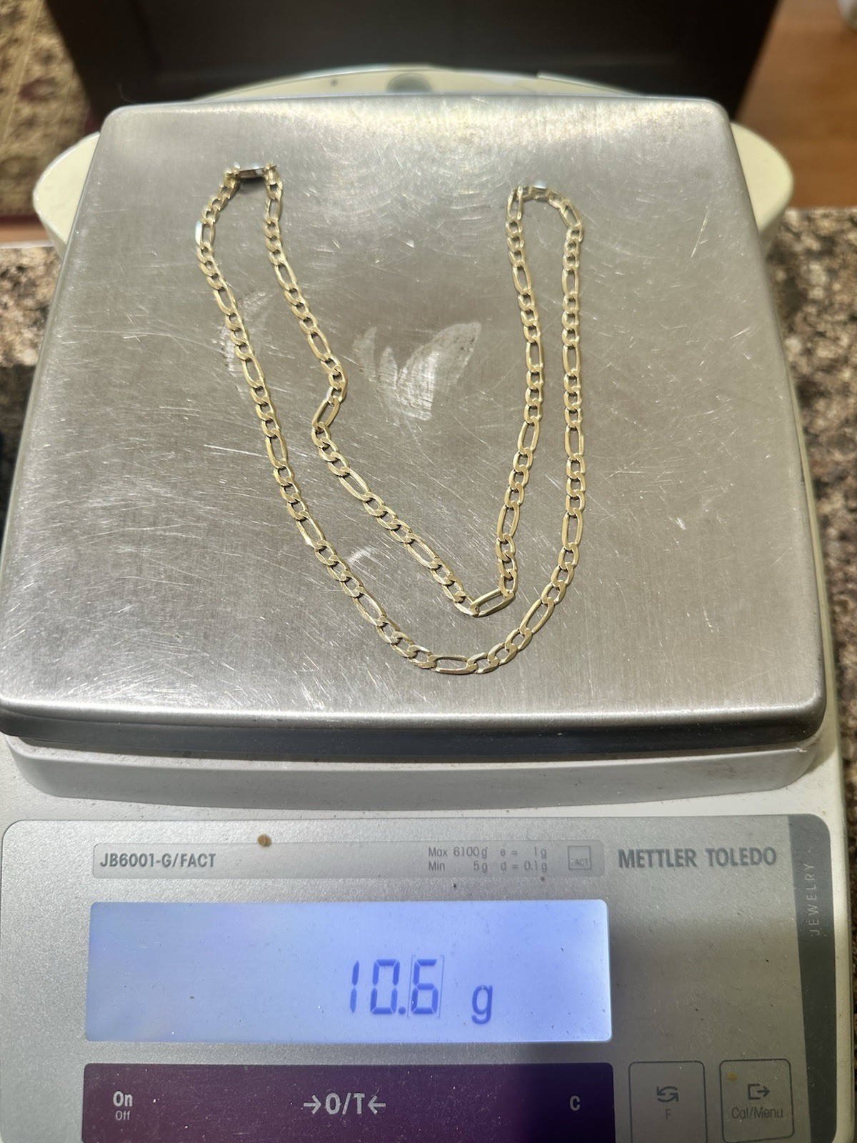 4.2mm Solid Figaro Link Chain Necklace 10k Italy Yellow Gold 10.6 Grams 23.5”