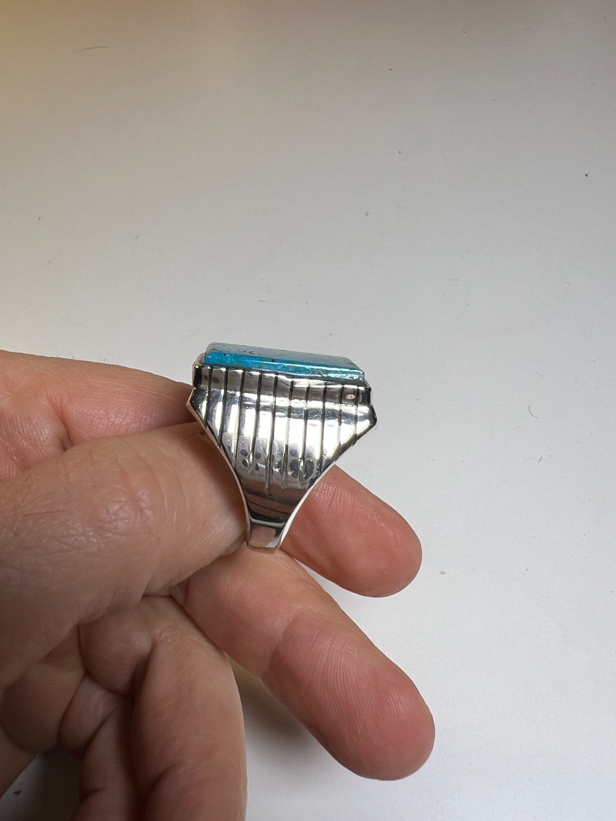 Mens Ring Sterling Silver Turquoise Navajo Trevor Jack Size 12.25 Southwestern