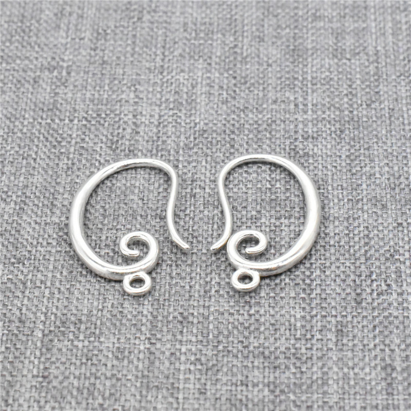 4 Pairs Sterling Silver Ear Wires Spiral Design 925 Silver Earring Hooks w/ Ring