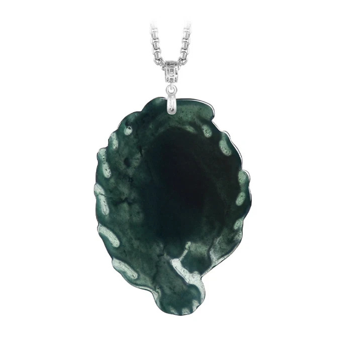 1PC Real Grade A Natural Blue Jade Jadeite Men Carved Leopard Pendant Necklace