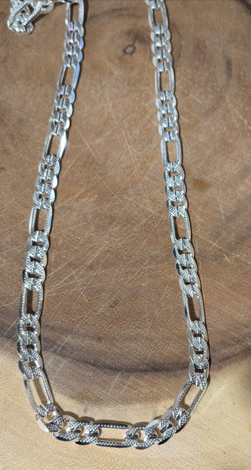 925 silver Stamped chain necklace 7 mm wide 30 in long