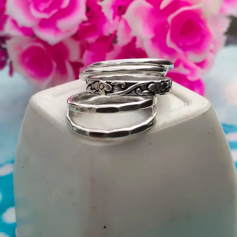 Stacking Ring Set Of 5 925 Sterling Silver Handmade Women Ring All Size SR653