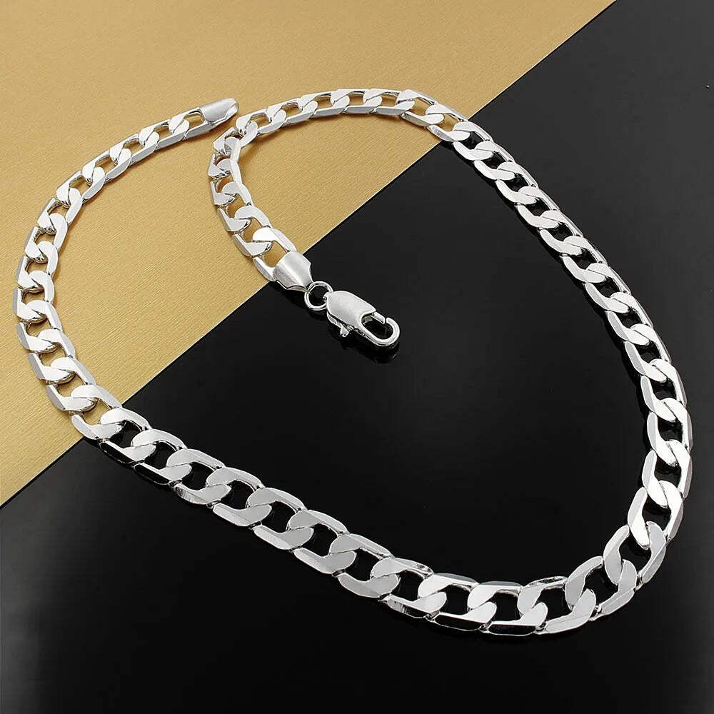 925 Sterling Silver Necklace For Men’s 16/18/20/22/24 Inches Classic 8MM Chain L