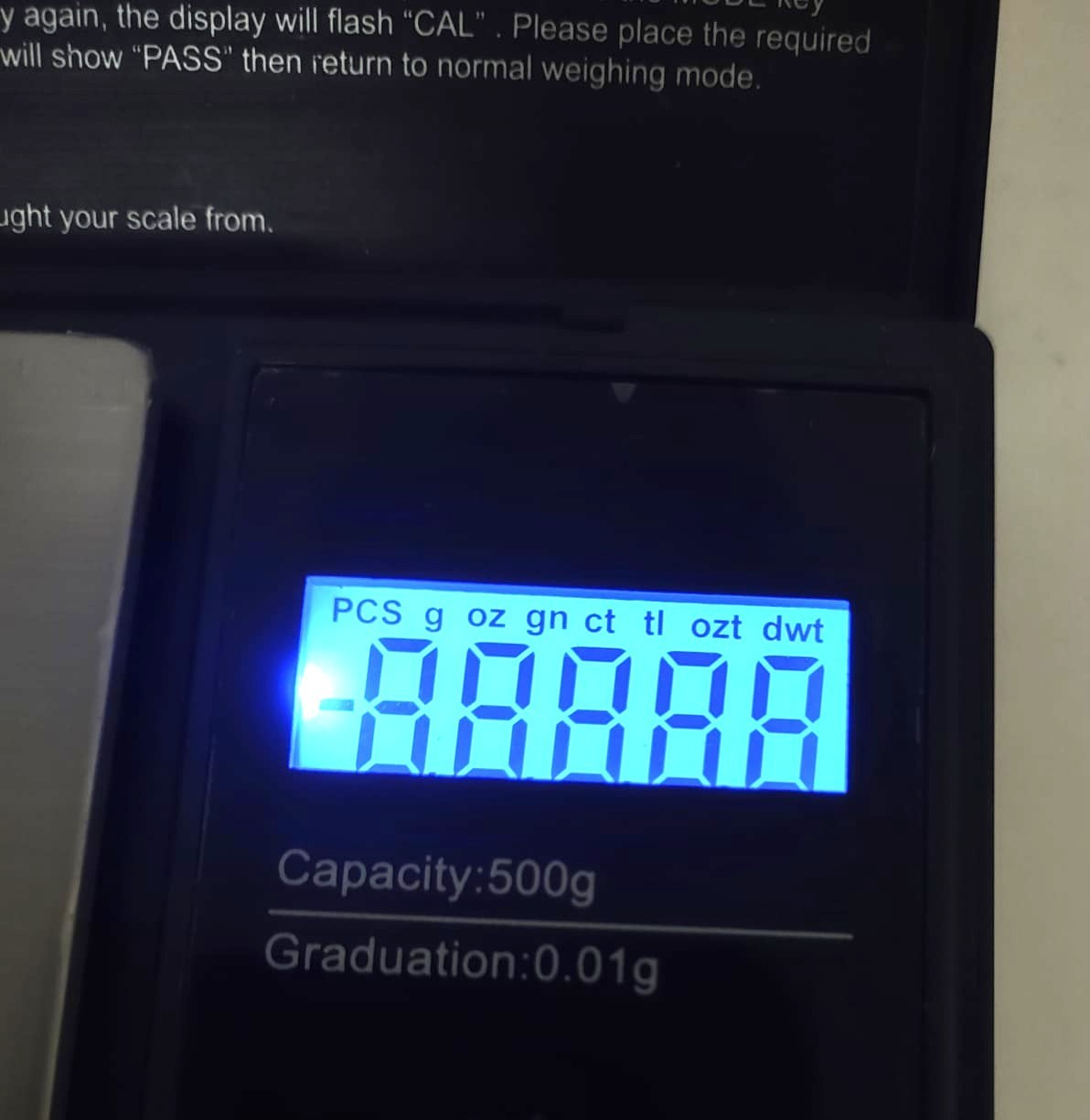 Digital Pocket Scale, Capacity 500g, 0.01g, g oz gn ct tl ozt dwt
