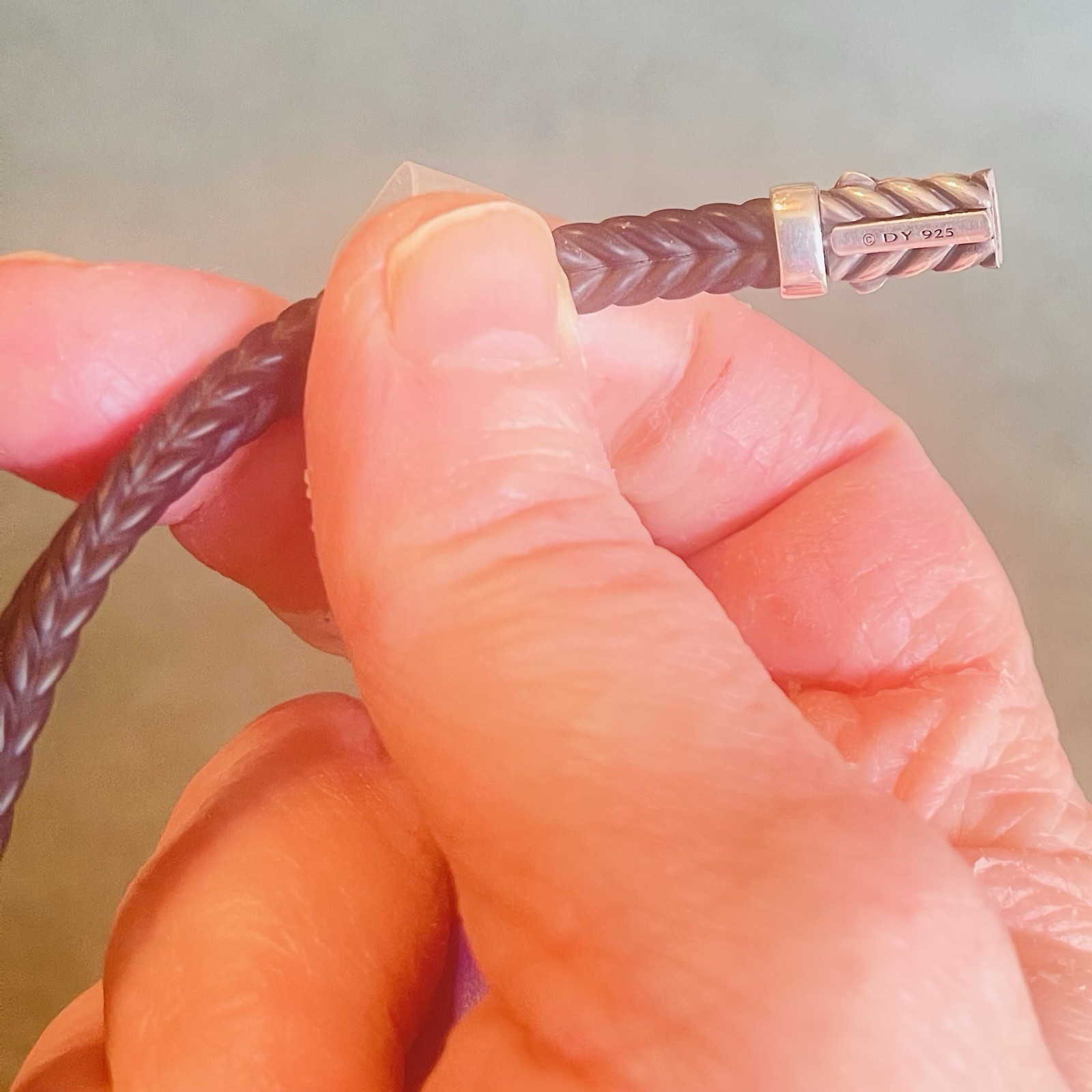David Yurman Chevron Bracelet Black Rubber 925 silver, 5mm 8.5″