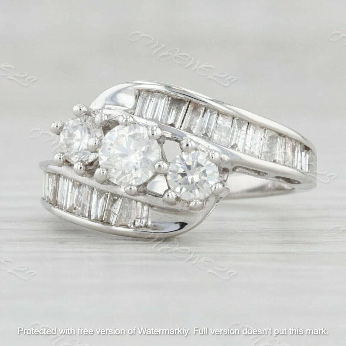 2Ct Lab-Created Diamond Solitaire With Accents Engagement Ring 14K White Gold F